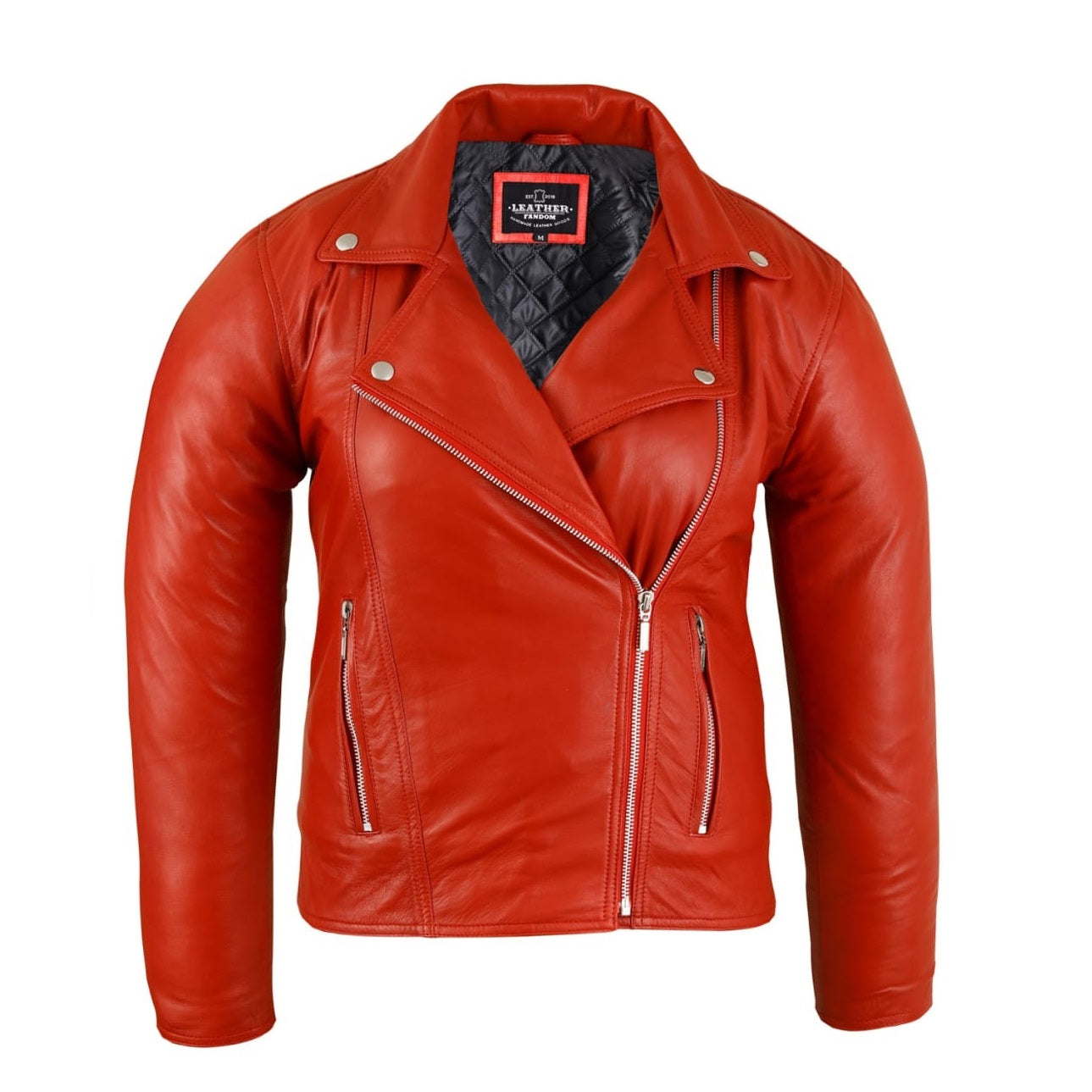 Red Leather Biker Jacket -Womens Moto Leather Jacket Red – Leather